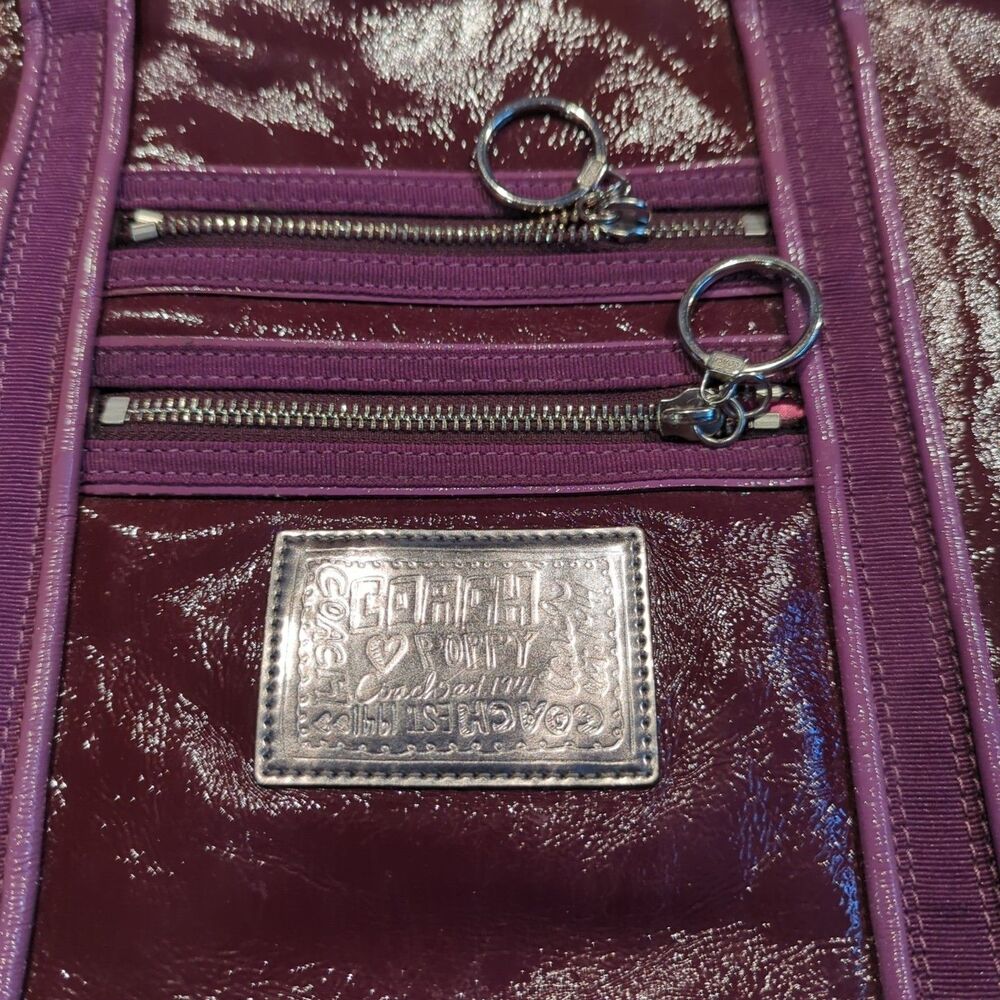 Coach Poppy Shoulder Tote Bag Raspberry Purple Patent Leather Purse F20973-13876 - Picture 3 of 10